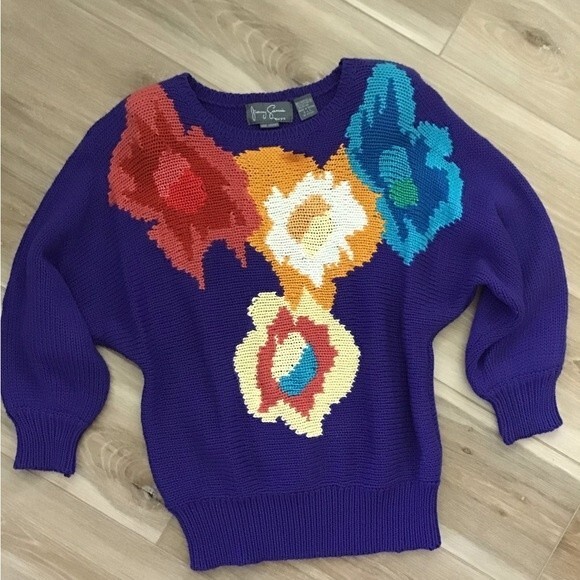 Vintage Jimmy Garcia Floral Sweater M - Picture 1 of 7